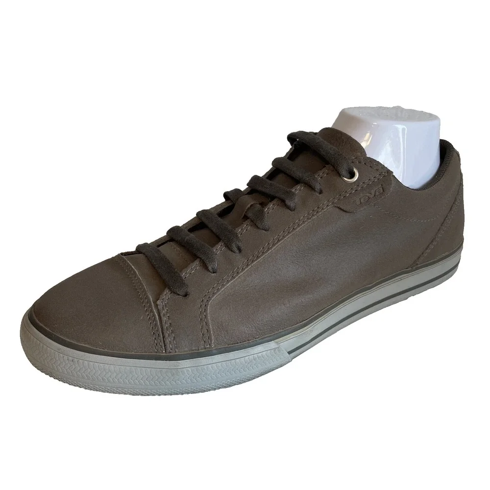 Teva Mens Cap Toe Brown Leather Laced‎ Casual Sneakers, Size 10